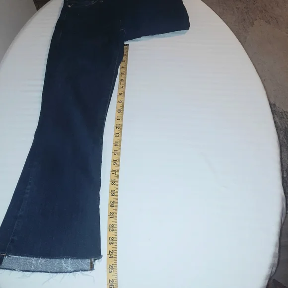 FRAME Le Crop Mini Boot Blue Frayed Hem Flared Jeans - Picture 10 of 13